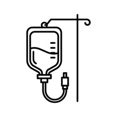 Medical intravenous drip bag hanging on a stand