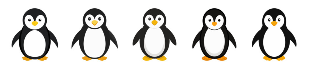 Naklejka premium Cute cartoon penguin characters collection isolated on