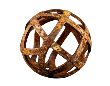 old rusty metal ball isolated