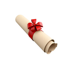 Scroll with Red Ribbon isolated on Transparent Background