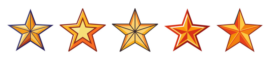 Five golden star ratings sparkle brightly