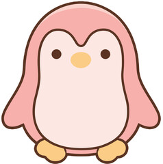 Cute Kawaii Pink Penguin Mascot Animal Illustration