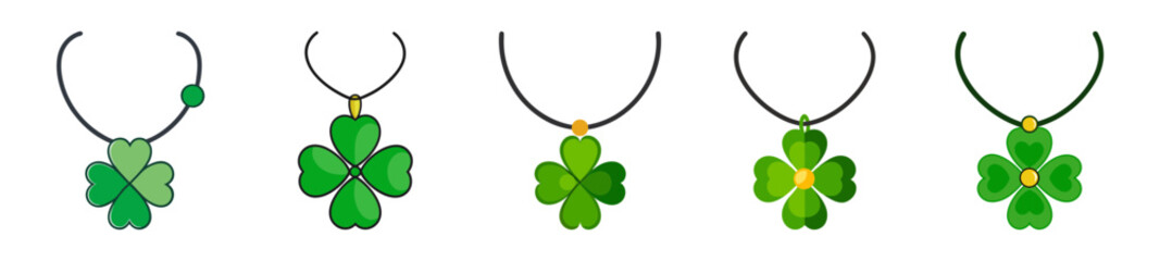 Green shamrock charm with chain festive st patricks day lucky symbol