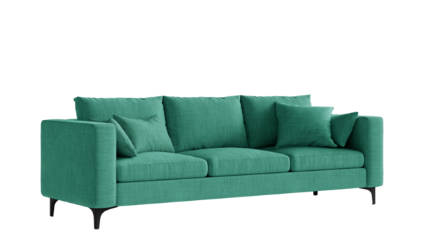 Isolated sofa on a transparent background. Furniture for collages, graphics designs, and presentations.