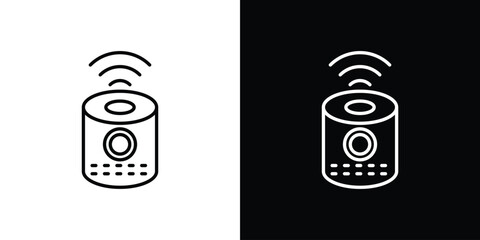 Smart speaker icons. Editable Stroke. logotype design concept