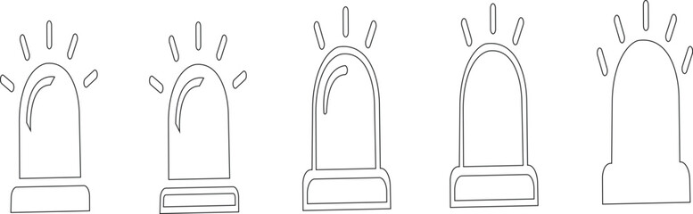 Emergency alert icon set.emergency siren icon set in black and red and filled and outlined. urgent alert security system symbol collection for apps websites.Ambulance icon line design.