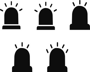 Emergency alert icon set.emergency siren icon set in black and red and filled and outlined. urgent alert security system symbol collection for apps websites.Ambulance icon line design.