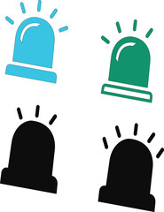 Emergency alert icon set.emergency siren icon set in black and red and filled and outlined. urgent alert security system symbol collection for apps websites.Ambulance icon line design.