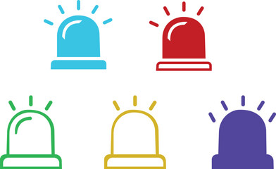 Emergency alert icon set.emergency siren icon set in black and red and filled and outlined. urgent alert security system symbol collection for apps websites.Ambulance icon line design.