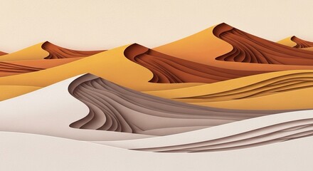 Serene desert landscape with rolling sand dunes under a warm sky