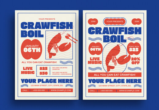 Retro Crawfish Boil Event Flyer
