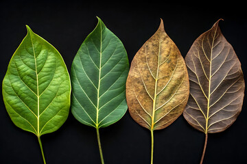Jackfruit leaves  on black background
