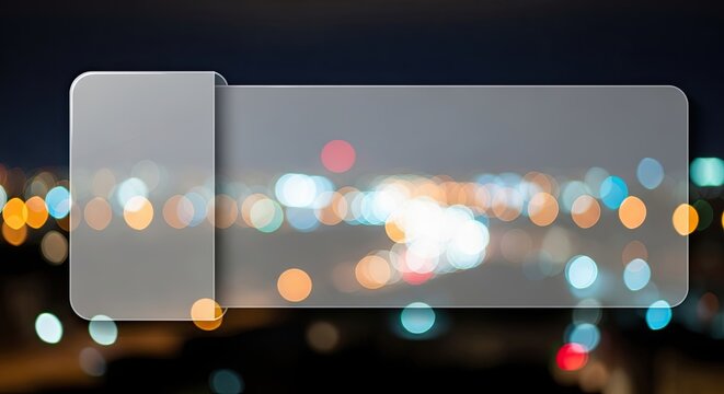 Blurred City Lights Create a Dreamy Urban Landscape Background with a Transparent Overlay Area