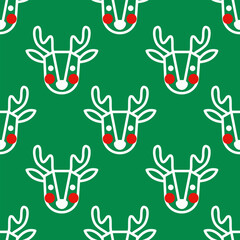 Fototapeta premium seamless pattern of cute, minimalist Christmas reindeer heads