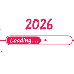 Happy New Year 2026 Loading Progress Bar With Red Round Elements Awaiting The Upcoming Year
