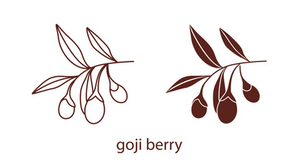 Fototapeta premium Goji berry icon silhouette and line style, editable stroke