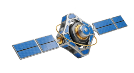 Detailed 3D Model of a Space Satellite with Solar Panels technology orbit