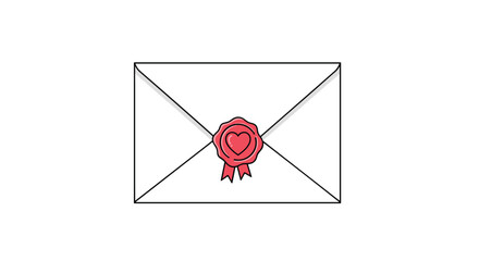 An elegant white envelope sealed with a red wax heart stamp indicating a special message within.