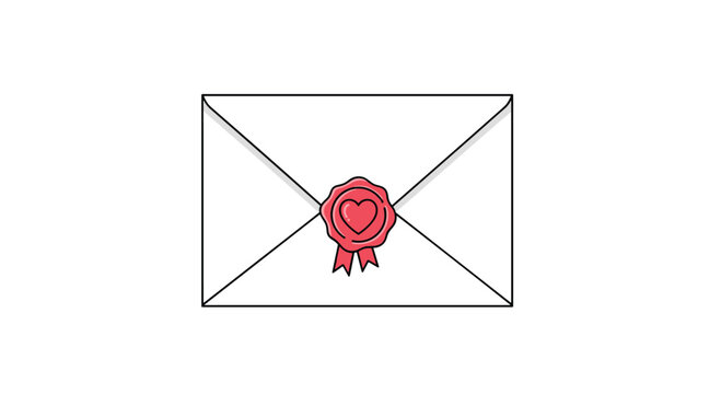 An elegant white envelope sealed with a red wax heart stamp indicating a special message within.