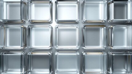 Abstract metal and glass block pattern design with blue light reflection and water texture