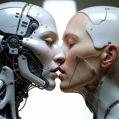 Two Robots Kissing Emotional
