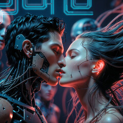 Two Robots Kissing Emotional