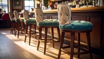 Elegant Bar Stools in a Warmly Lit Interior.