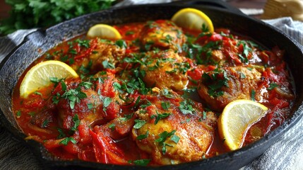 Chicken Thighs with Tomato Sauce and Lemon
