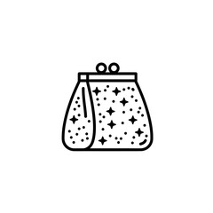 Obraz premium Sparkling sequin purse with stars in minimalist line art style concept of white background 