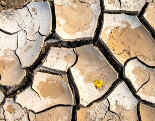 Cracked Earth Texture - A Study in Aridity and Desiccation.