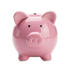 Pink piggy bank isolated on transparent background