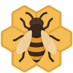 Vibrant bee on honeycomb creating sweet natural honey goodness