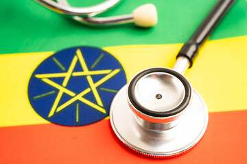 Ethiopia flag with stethoscope, Business and finance.