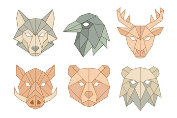 Obraz premium Geometric animal faces collection showcasing unique origami style designs