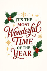 Festive Christmas card with holly and the message 