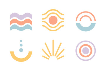 Obraz premium Abstract minimalist geometric icons in pastel colors for modern design