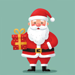 Polka Dot Presenter: A Jolly Santa Claus Bearing a Dotted Gift of Holiday Delight