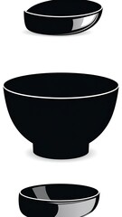 Elegant Black Bowls - A Minimalist Still Life Composition.