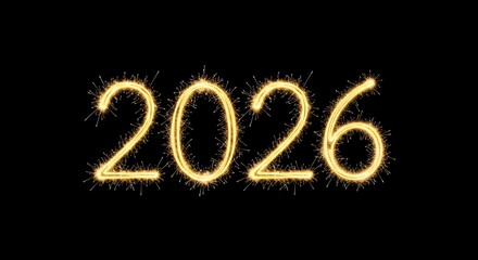 Sparkling 2026 New Year Celebration on Black Background