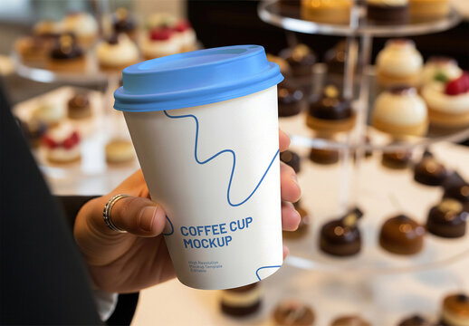 Hand Holding Take Away Coffee Cup Mockup