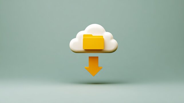 Effortless cloud data download icon symbolizing digital file transfer and secure online storage solutions for modern businesses - Powered by Adobe