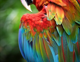 Obraz premium vibrant macaw wing in jungle