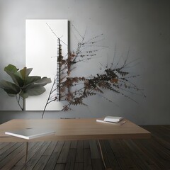 Minimalist Workspace with Natural Elements and Modern Design.