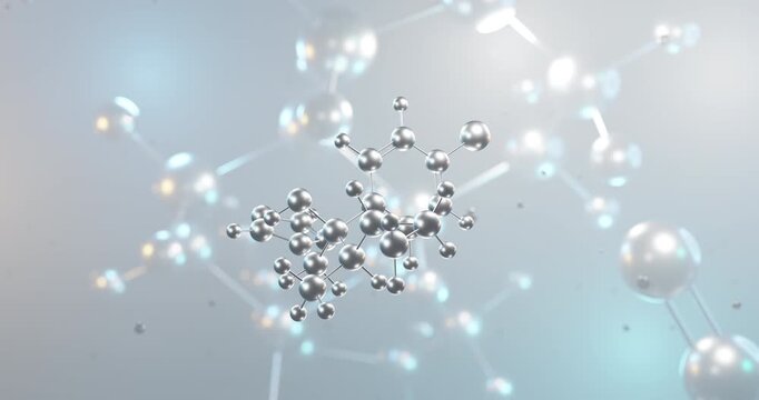 Cyproconazole rotating 3d molecule, molecular structure of fungicide seamless video
