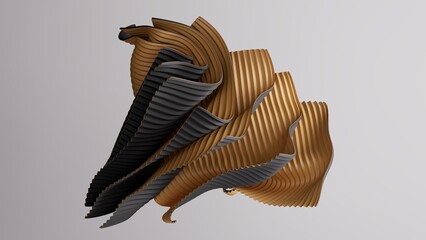 Elegant folded wave with sculptural abstract form and geometric balance.3d render illustration.