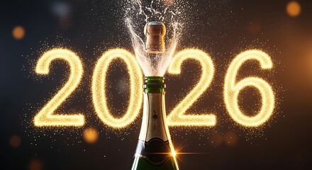 Champagne Bottle Popping Celebrating the Year 2026