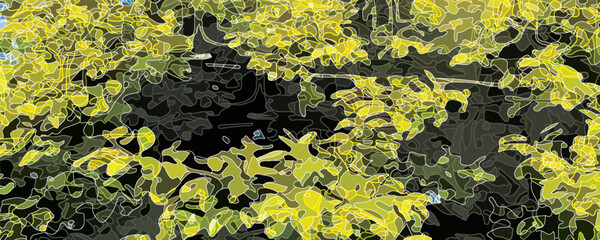 Dark Orange vector doodle backdrop with trees, branches. Colorful illustration in doodle style with trees. Pattern for heads of websites, designs.