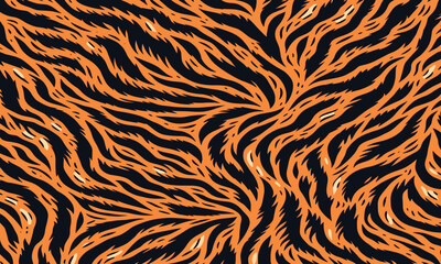 Wild tiger skin vectand illustration featuring striped animal fur texture background, perfect fand wallpaper murals, fabric prints, tiles, and artistic backgrounds.