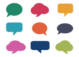 Set of colorful doodle speech bubbles icons, vector illustration