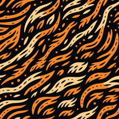 Vectand tiger skin pattern illustration with wild animal stripes and fur texture background, great fand fabric prints, wallpaper murals, tile surfaces, and decandative projects.